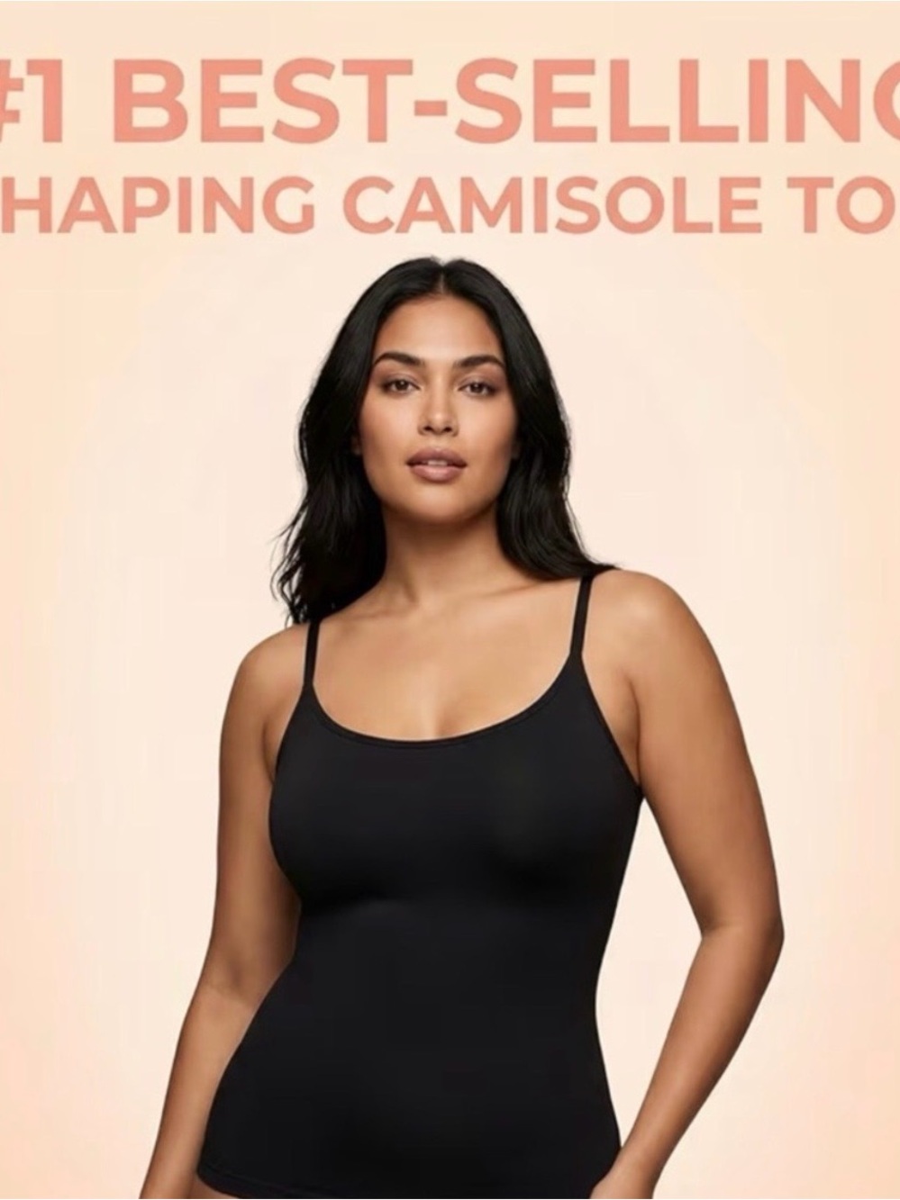 Shapermint Black Slimming Camisole with Adjustable Straps